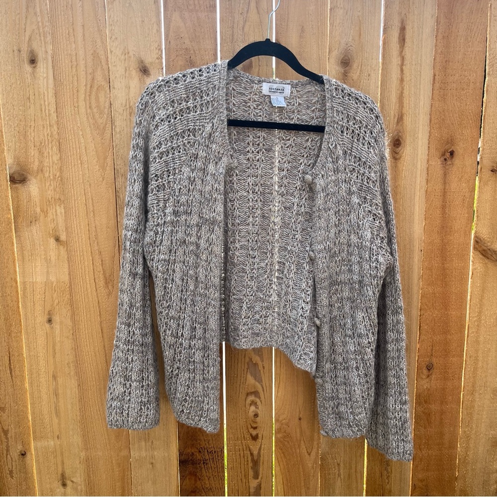 Sostanza Silk Wool Blend Open-Knit Cardigan – Size L